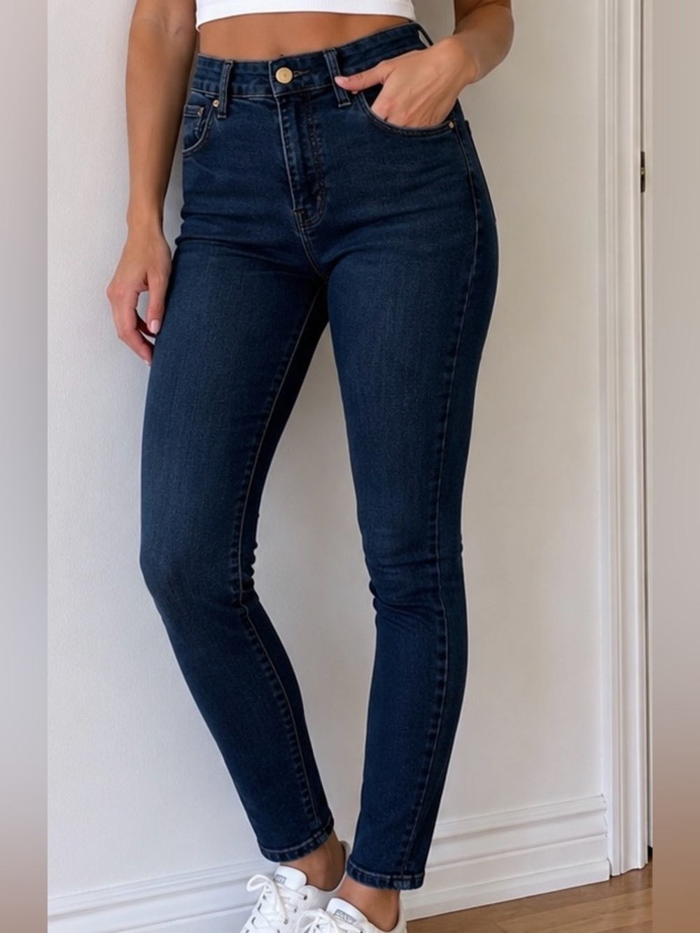Good American Dark Indigo High-Rise Skinny Jeans